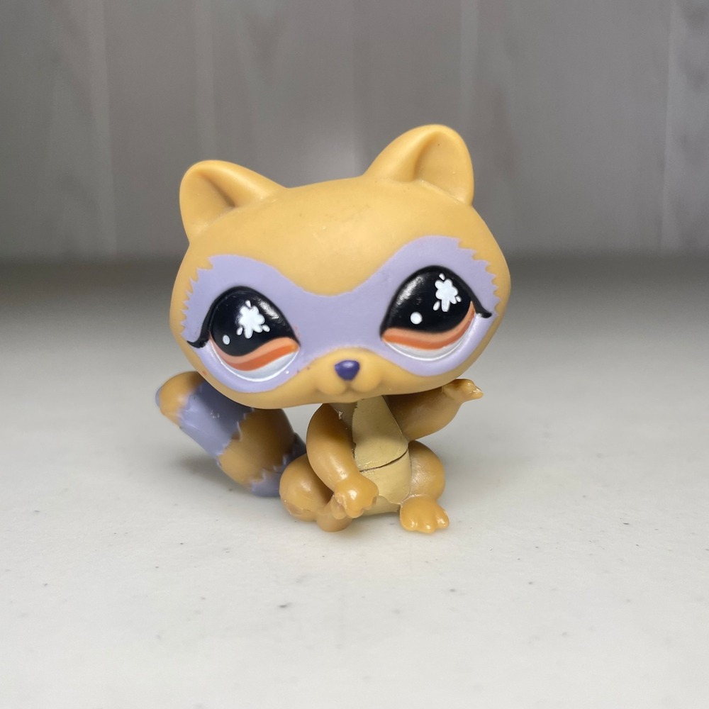 Littlest Pet Shop Authentic 779 Orange Purple Raccoon Brown Splatter Eyes LPS